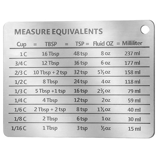 Kitchen Conversion Chart Magnet Stainless Steel Measure Equivalent Chart for Baking Easy to Read and Durable