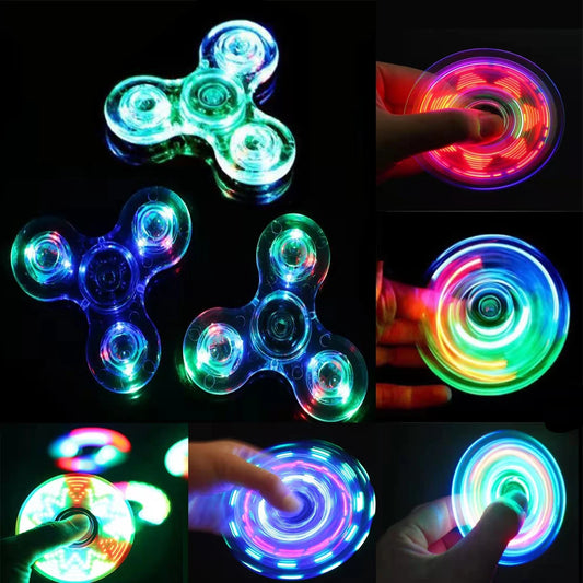 Luminous LED Light Fidget Spinner Hand Top Spinner Light EDC Fidget Spiner Finger Stress Relief Toys Glow in Dark Adult Boy Gift